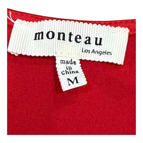 Monteau Dress Womens Medium Red Fit And Flare Sleeveless Scallop Neckline Party - Picture 5 of 8